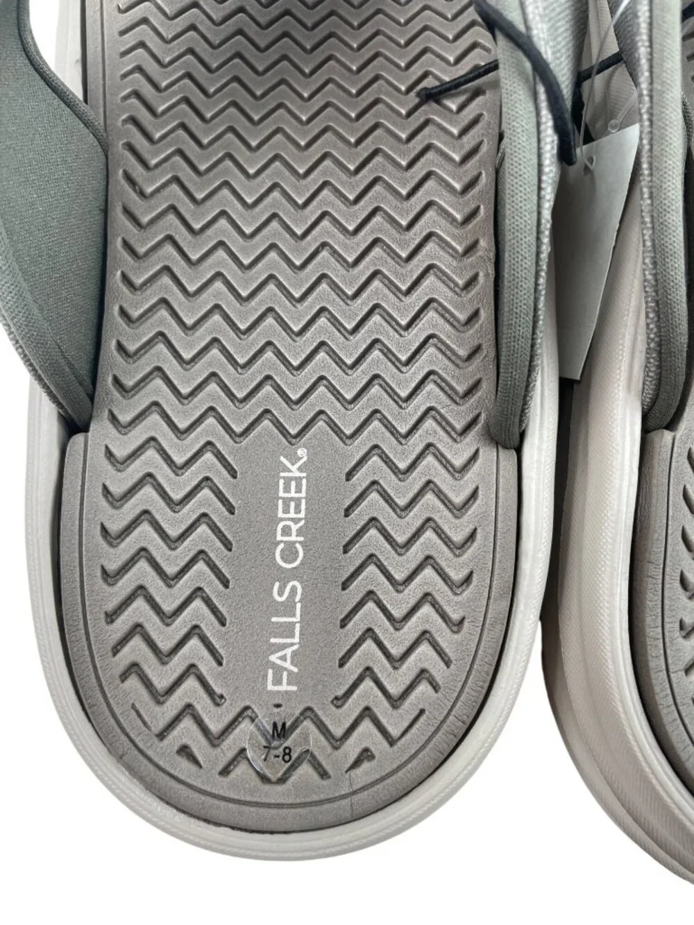 Falls Creek Mens Size Medium (7-8) Gray Canvas Rubber Flip Flops